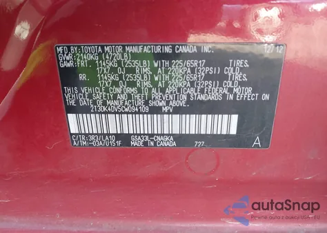 2012 Toyota Rav4 Limited V6 from USA, damaged, VIN 2T3DK4DV5CW094109